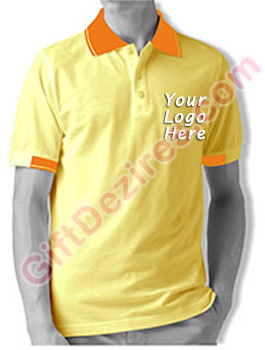 Designer Lemon Yellow and Orange Color Polo T Shirts With Company Logo